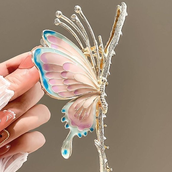 Boho Womens Butterfly Design Sweet Style Hair Claw - Picture 4 of 4